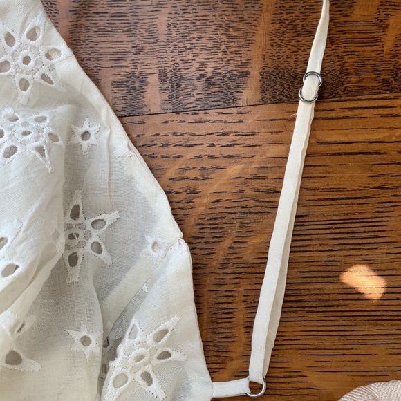 Revolve Lovers + Friends Cream Eyelet Embroidered Back Tie Spaghetti Strap Dress - Picture 12 of 16